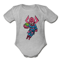 Character #28 Organic Short Sleeve Baby Bodysuit - heather gray
