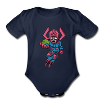 Character #28 Organic Short Sleeve Baby Bodysuit - dark navy