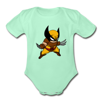 Character #30 Organic Short Sleeve Baby Bodysuit - light mint