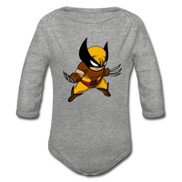 Character #30 Organic Long Sleeve Baby Bodysuit - heather gray