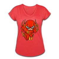 Character #32 Women's Tri-Blend V-Neck T-Shirt - heather red