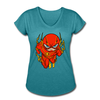 Character #32 Women's Tri-Blend V-Neck T-Shirt - heather turquoise