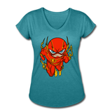 Character #32 Women's Tri-Blend V-Neck T-Shirt - heather turquoise