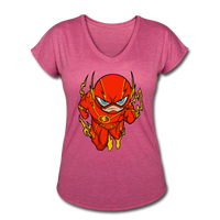 Character #32 Women's Tri-Blend V-Neck T-Shirt - heather raspberry