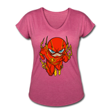 Character #32 Women's Tri-Blend V-Neck T-Shirt - heather raspberry