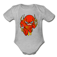 Character #32 Organic Short Sleeve Baby Bodysuit - heather gray