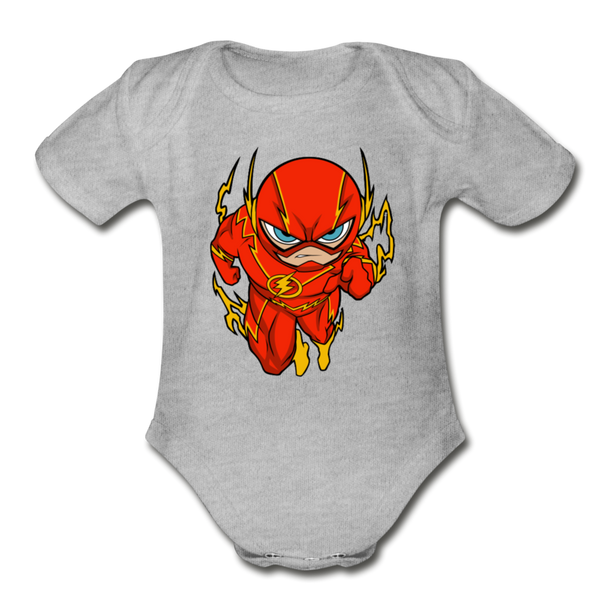 Character #32 Organic Short Sleeve Baby Bodysuit - heather gray