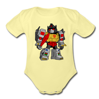 Character #33 Organic Short Sleeve Baby Bodysuit - washed yellow