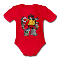 Character #33 Organic Short Sleeve Baby Bodysuit - red
