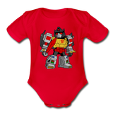 Character #33 Organic Short Sleeve Baby Bodysuit - red