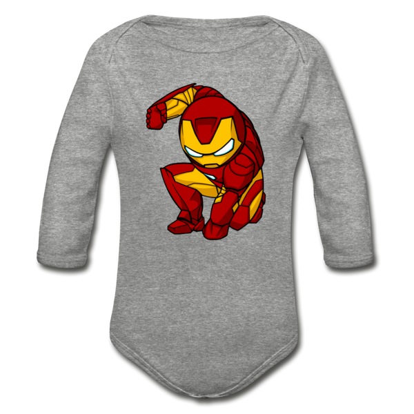 Character #34 Organic Long Sleeve Baby Bodysuit - heather gray
