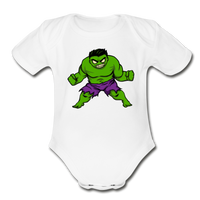 Character #35 Organic Short Sleeve Baby Bodysuit - white
