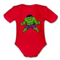 Character #35 Organic Short Sleeve Baby Bodysuit - red
