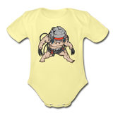 Character #36 Organic Short Sleeve Baby Bodysuit - washed yellow
