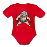Character #36 Organic Short Sleeve Baby Bodysuit - red