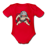 Character #36 Organic Short Sleeve Baby Bodysuit - red
