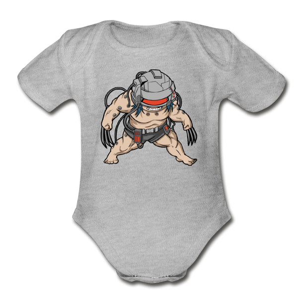 Character #36 Organic Short Sleeve Baby Bodysuit - heather gray