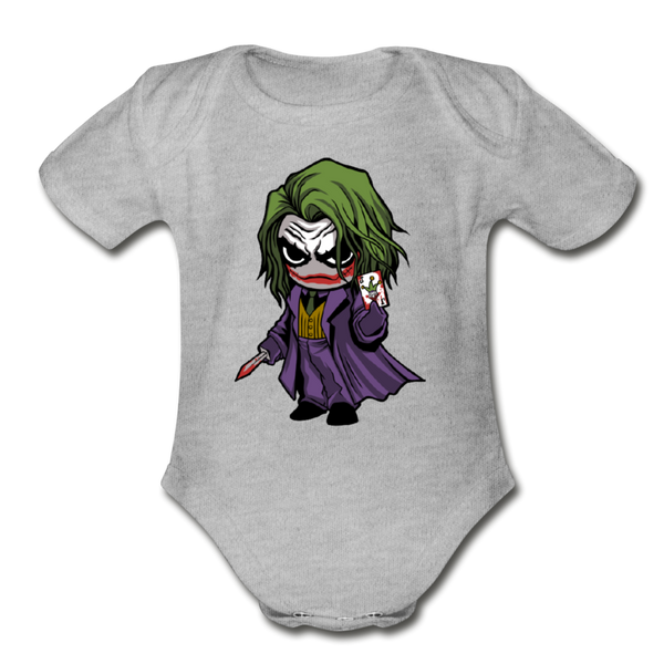 Character #37 Organic Short Sleeve Baby Bodysuit - heather gray