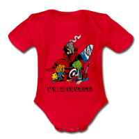Character #38 Organic Short Sleeve Baby Bodysuit - red