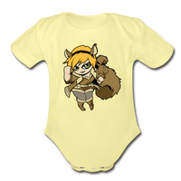 Character #39 Organic Short Sleeve Baby Bodysuit - washed yellow