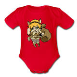 Character #39 Organic Short Sleeve Baby Bodysuit - red