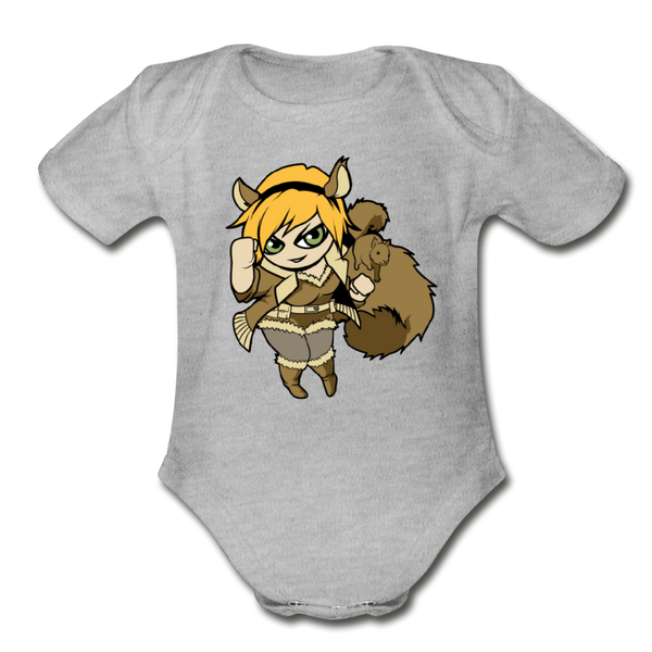 Character #39 Organic Short Sleeve Baby Bodysuit - heather gray