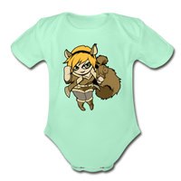 Character #39 Organic Short Sleeve Baby Bodysuit - light mint