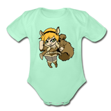 Character #39 Organic Short Sleeve Baby Bodysuit - light mint