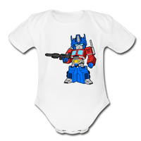 Character #40 Organic Short Sleeve Baby Bodysuit - white