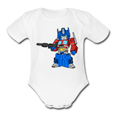Character #40 Organic Short Sleeve Baby Bodysuit - white