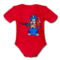 Character #40 Organic Short Sleeve Baby Bodysuit - red