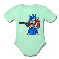 Character #40 Organic Short Sleeve Baby Bodysuit - light mint