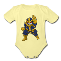 Character #42 Organic Short Sleeve Baby Bodysuit - washed yellow