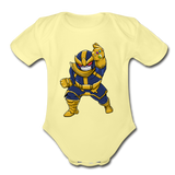 Character #42 Organic Short Sleeve Baby Bodysuit - washed yellow