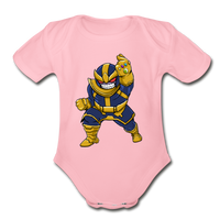 Character #42 Organic Short Sleeve Baby Bodysuit - light pink