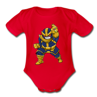Character #42 Organic Short Sleeve Baby Bodysuit - red