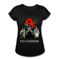 Character #43 Women's Tri-Blend V-Neck T-Shirt - black