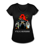 Character #43 Women's Tri-Blend V-Neck T-Shirt - black