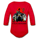 Character #43 Organic Long Sleeve Baby Bodysuit - red