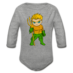 Character #44 Organic Long Sleeve Baby Bodysuit - heather gray