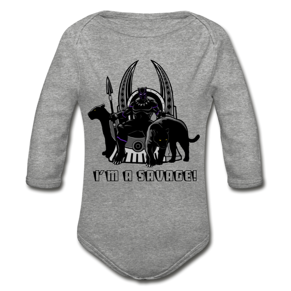 Character #46 Organic Long Sleeve Baby Bodysuit - heather gray