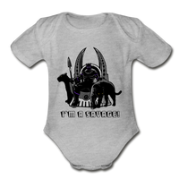 Character #46 Organic Short Sleeve Baby Bodysuit - heather gray