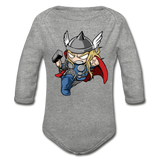 Character #47 Organic Long Sleeve Baby Bodysuit - heather gray