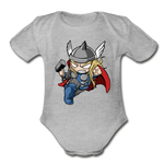 Character #47 Organic Short Sleeve Baby Bodysuit - heather gray