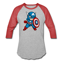 Character #48 Baseball T-Shirt - heather gray/red