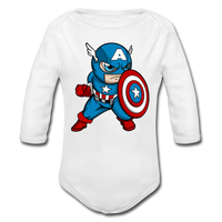 Character #48 Organic Long Sleeve Baby Bodysuit - white