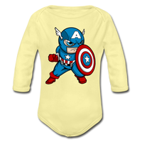 Character #48 Organic Long Sleeve Baby Bodysuit - washed yellow