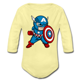 Character #48 Organic Long Sleeve Baby Bodysuit - washed yellow