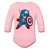 Character #48 Organic Long Sleeve Baby Bodysuit - light pink