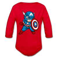 Character #48 Organic Long Sleeve Baby Bodysuit - red